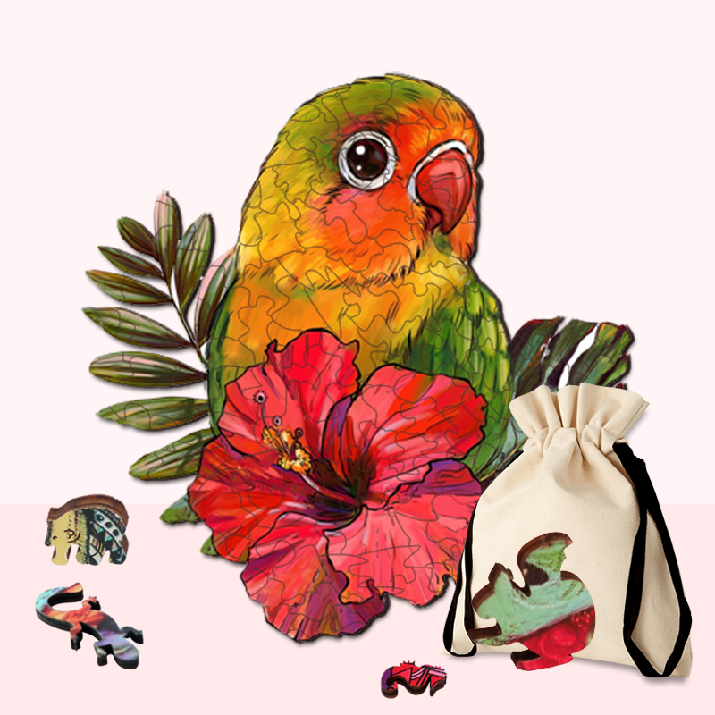 Parrot & Flower Wooden Jigsaw Puzzle - aimpuzzle