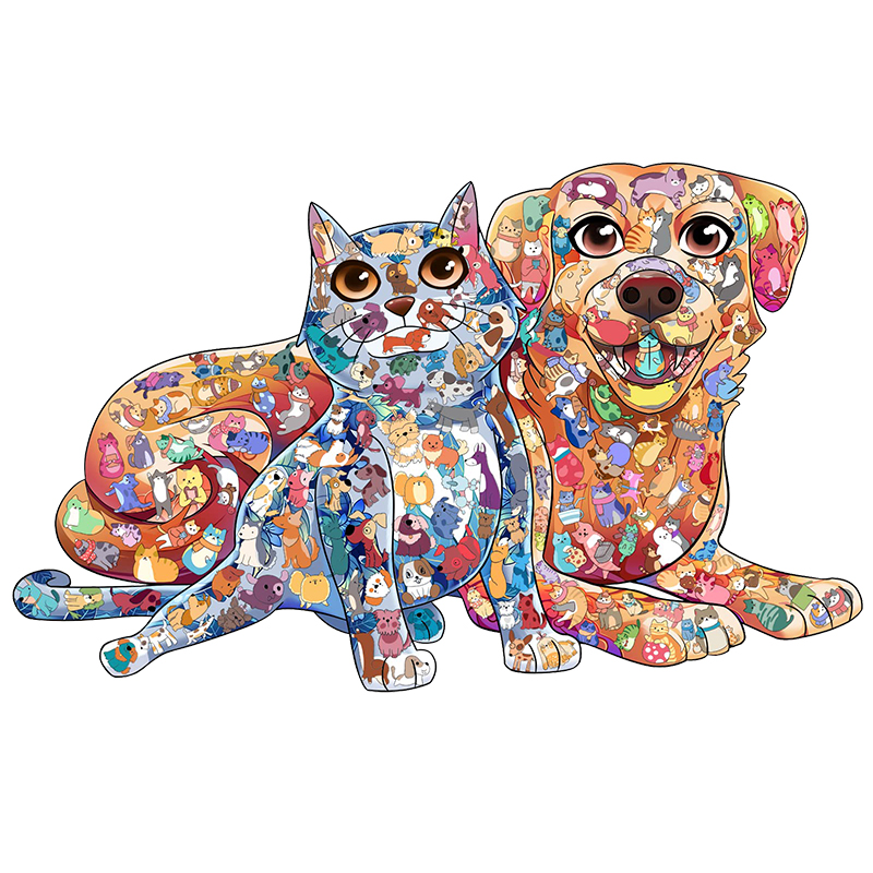 Dogs and cats Wooden Jigsaw Puzzle - aimpuzzle