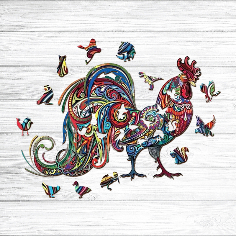 Fighting Rooster Wooden Jigsaw Puzzle - aimpuzzle