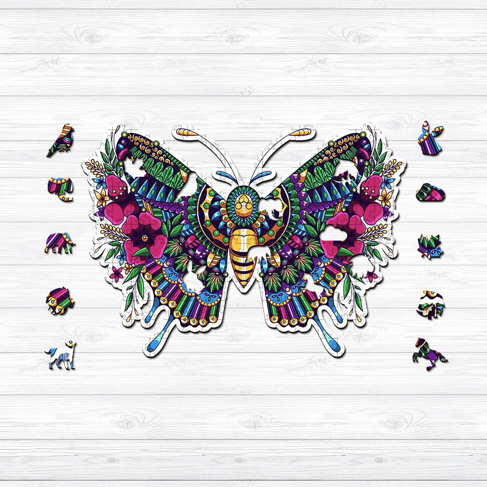 Gemstone Butterfly Wooden Jigsaw Puzzle - aimpuzzle