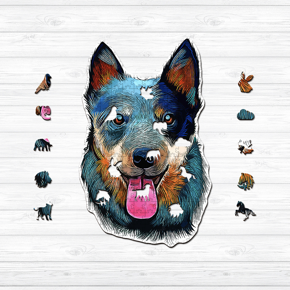Cute wolf dog Wooden Jigsaw Puzzle - aimpuzzle