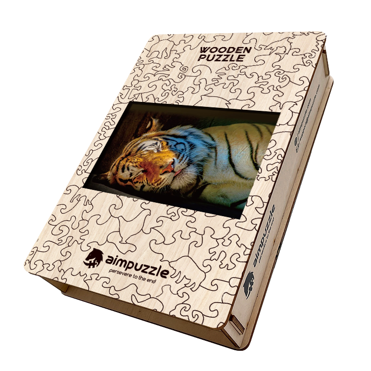 Sleepy Tiger Wooden Jigsaw Puzzle - aimpuzzle