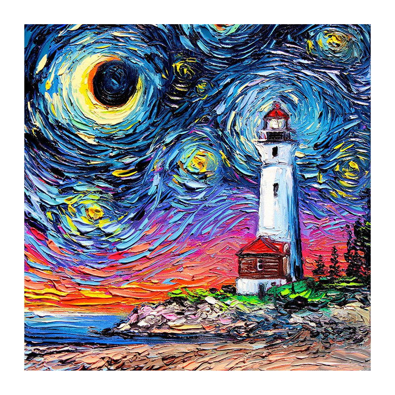 Starry Night Lighthouse Wooden Jigsaw Puzzle - aimpuzzle