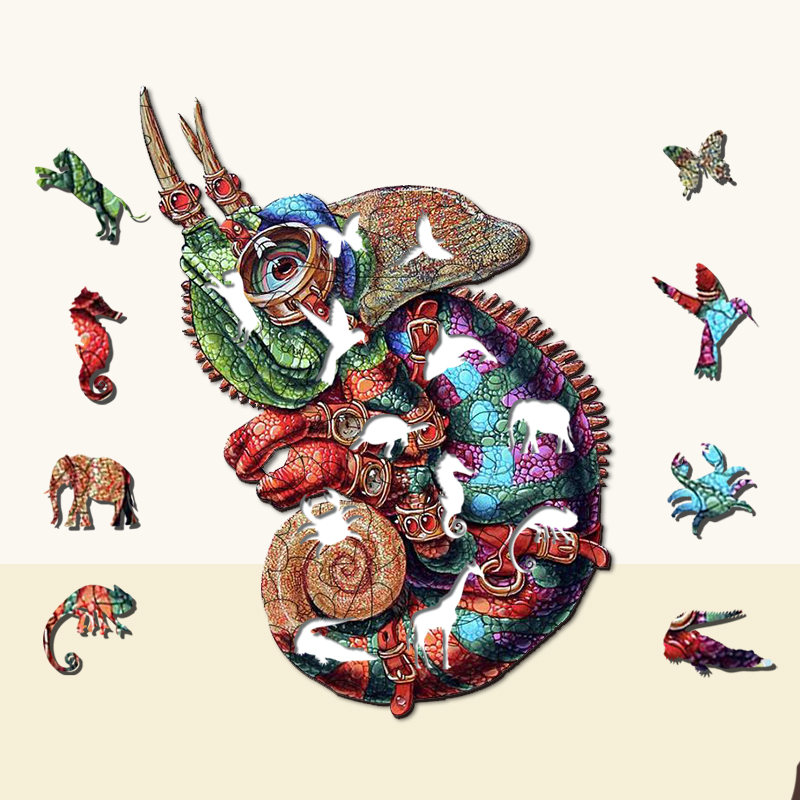 Colorful Chameleon Wooden Jigsaw Puzzle - aimpuzzle