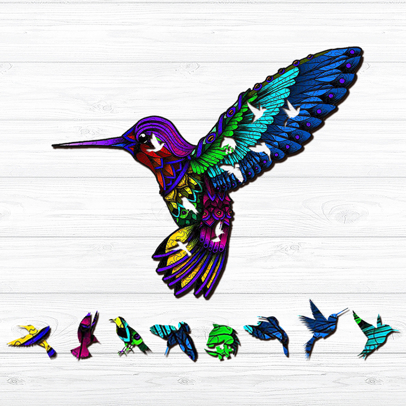 Colorful Hummingbird Wooden Jigsaw Puzzle - aimpuzzle