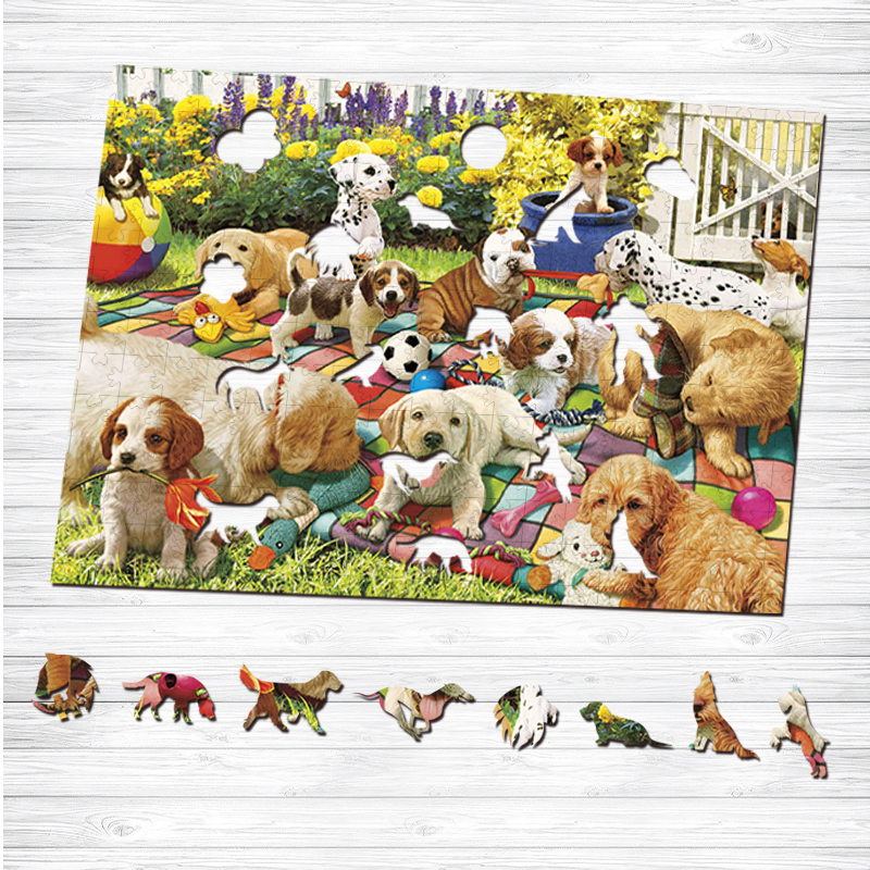 Dog Party Wooden Jigsaw Puzzle - aimpuzzle