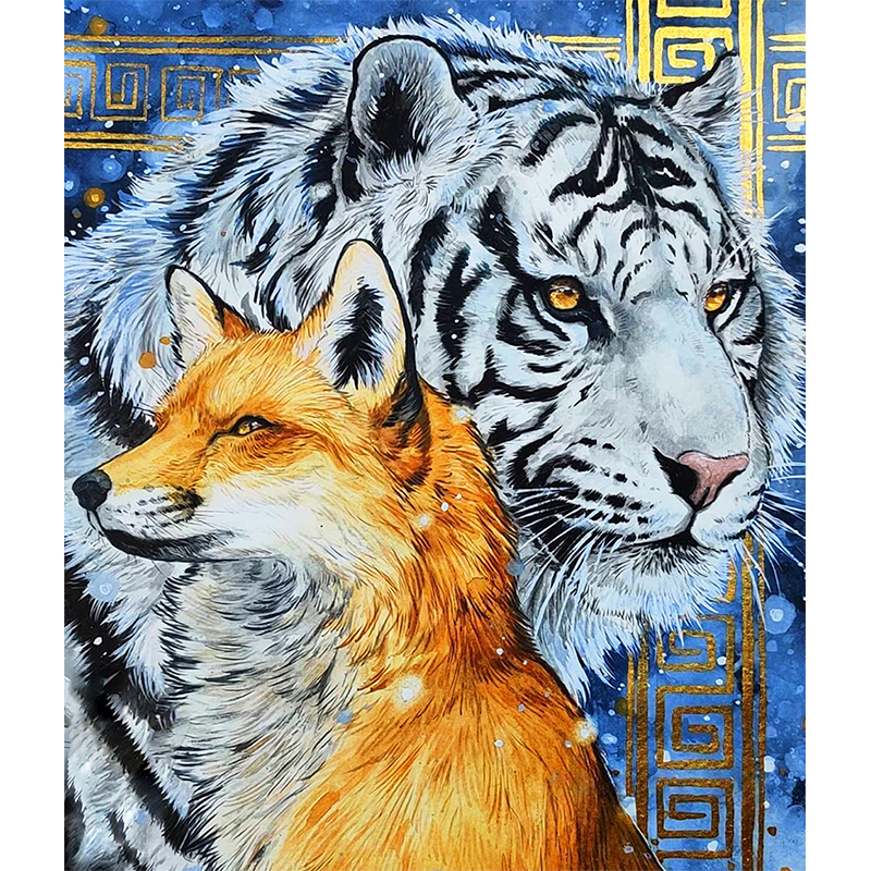 Tiger and Foxes Wooden Jigsaw Puzzle - aimpuzzle