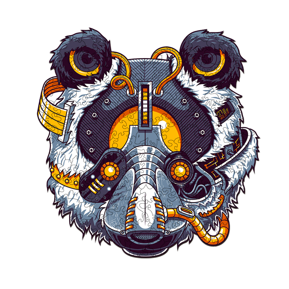 Machine Style Panda Wooden Jigsaw Puzzle - aimpuzzle