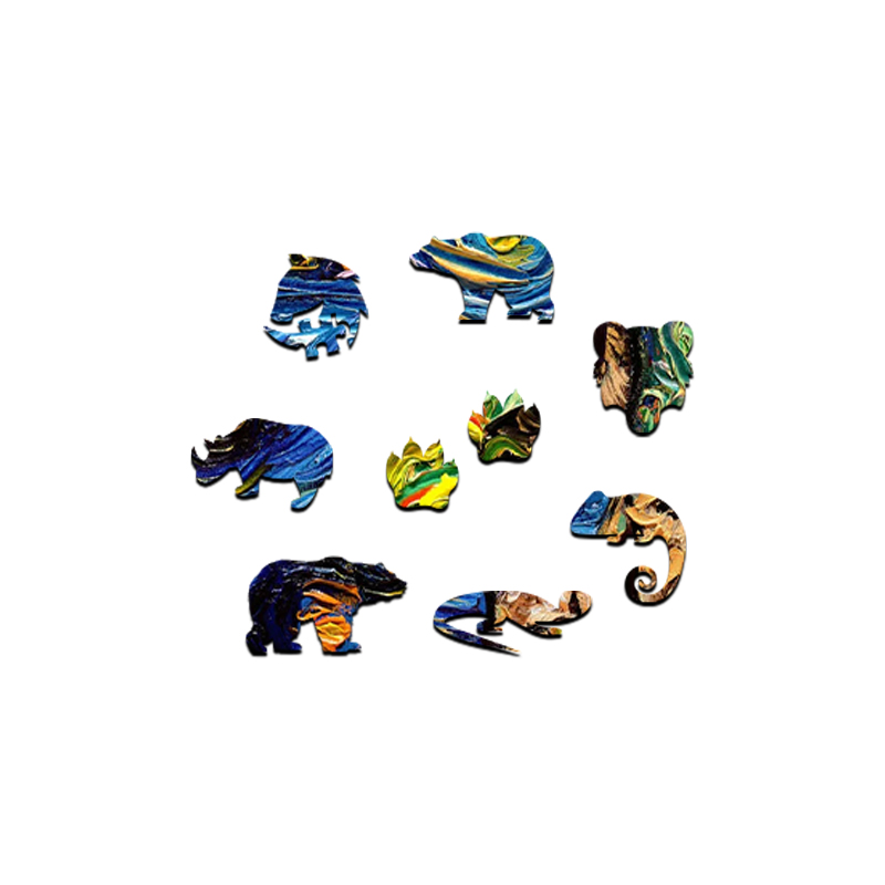 Starry Night Ocelot Cat Wooden Jigsaw Puzzle - aimpuzzle