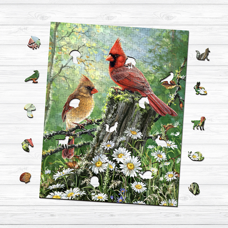 Cardinal Bird Wooden Jigsaw Puzzle - aimpuzzle