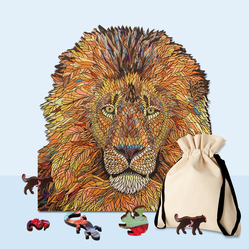 Yellow Lion Wooden Jigsaw Puzzle - aimpuzzle
