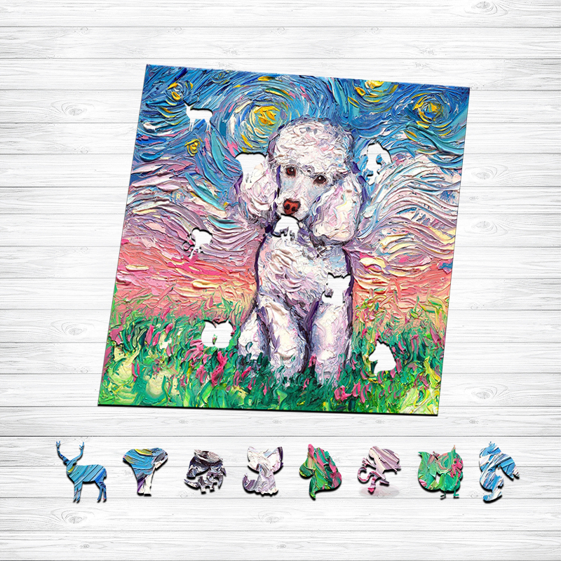 Van Gogh Poodle Dog Wooden Jigsaw Puzzle - aimpuzzle
