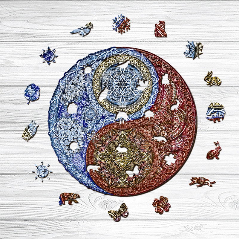 Yin Yang Tai Chi Mandala Wooden Jigsaw Puzzle - aimpuzzle